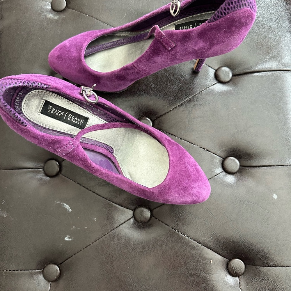 White House Black Market Purple Suede Heels - Picture 2 of 5
